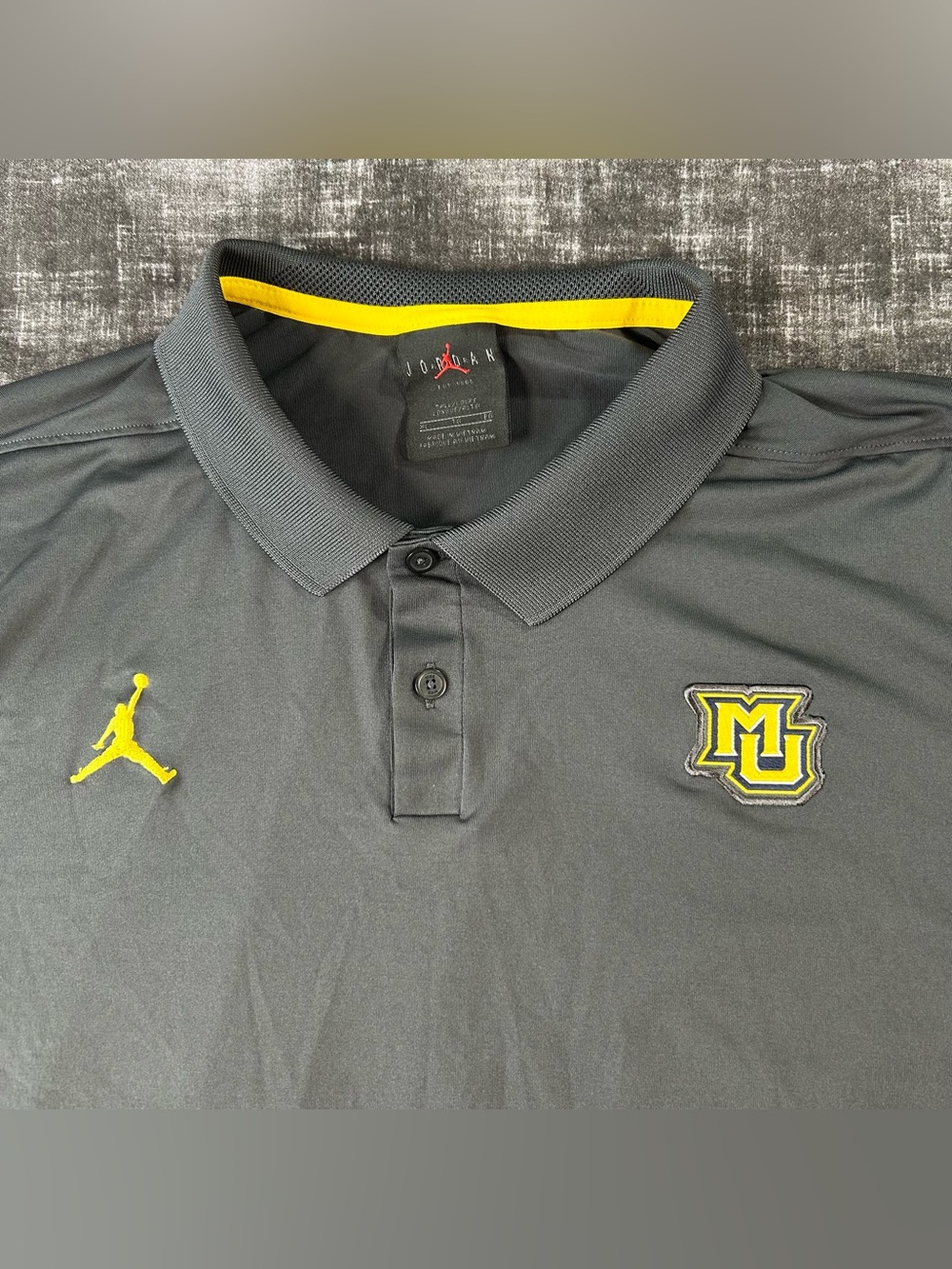 Nike Air Jordan Elite Polo Mens XL Gray Marquette University MU Jumpman Shirt